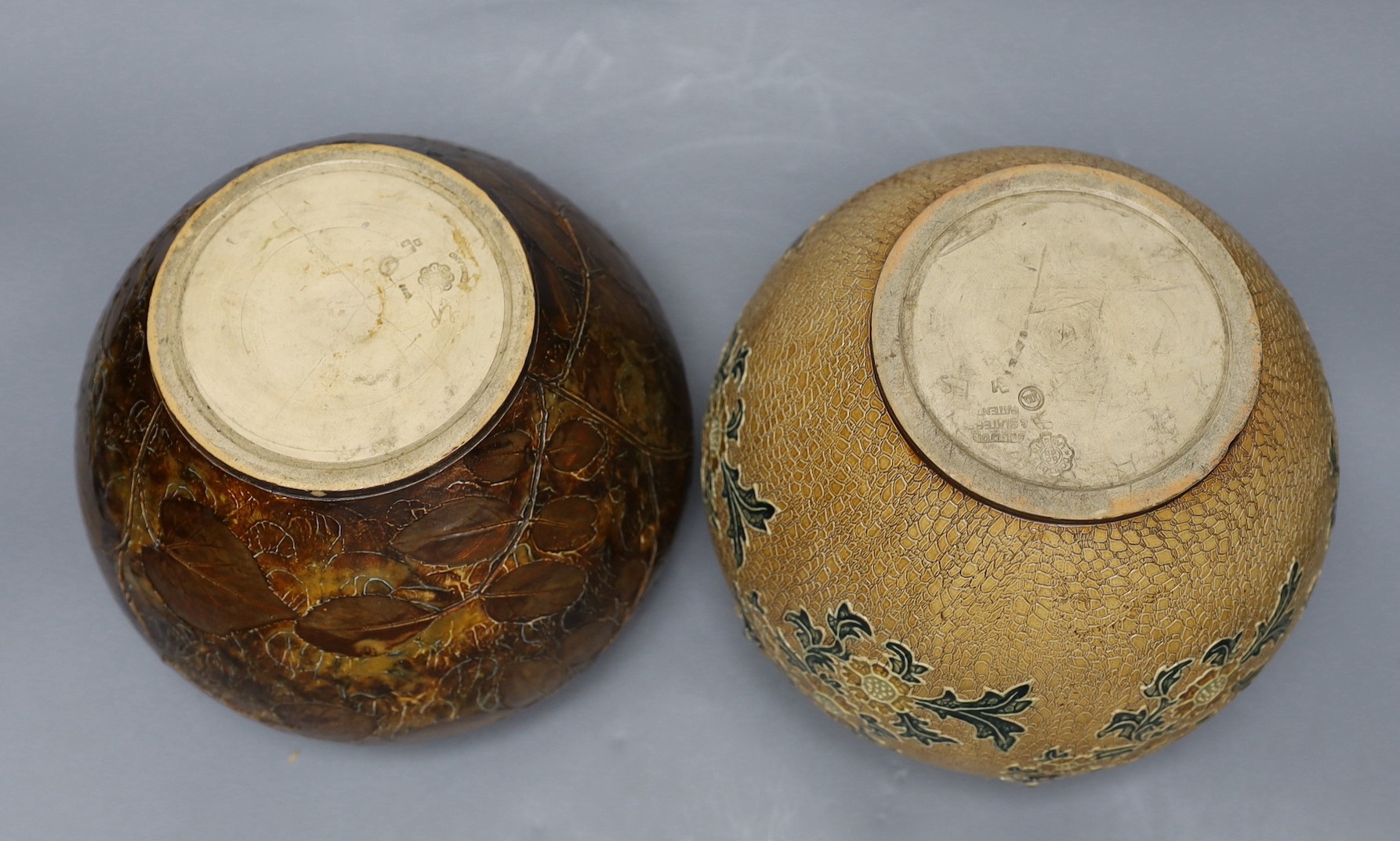 Two Doulton stoneware jardinieres, late 19th century, 20cm high